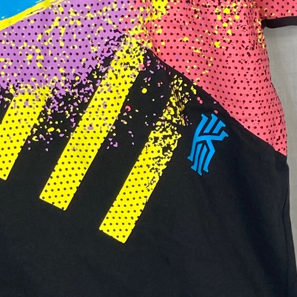 Nike Kyrie Irving T Shirt 1992 Colorful Swoosh 90s Black Colorful Pink Purple Ye - Picture 5 of 11